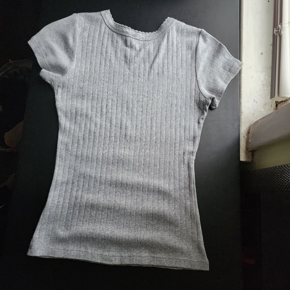 Marea Gray Pointelle Tee XS - Picture 5 of 7